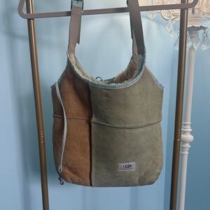 UGG Suede Brown and Green Shoulder Bag